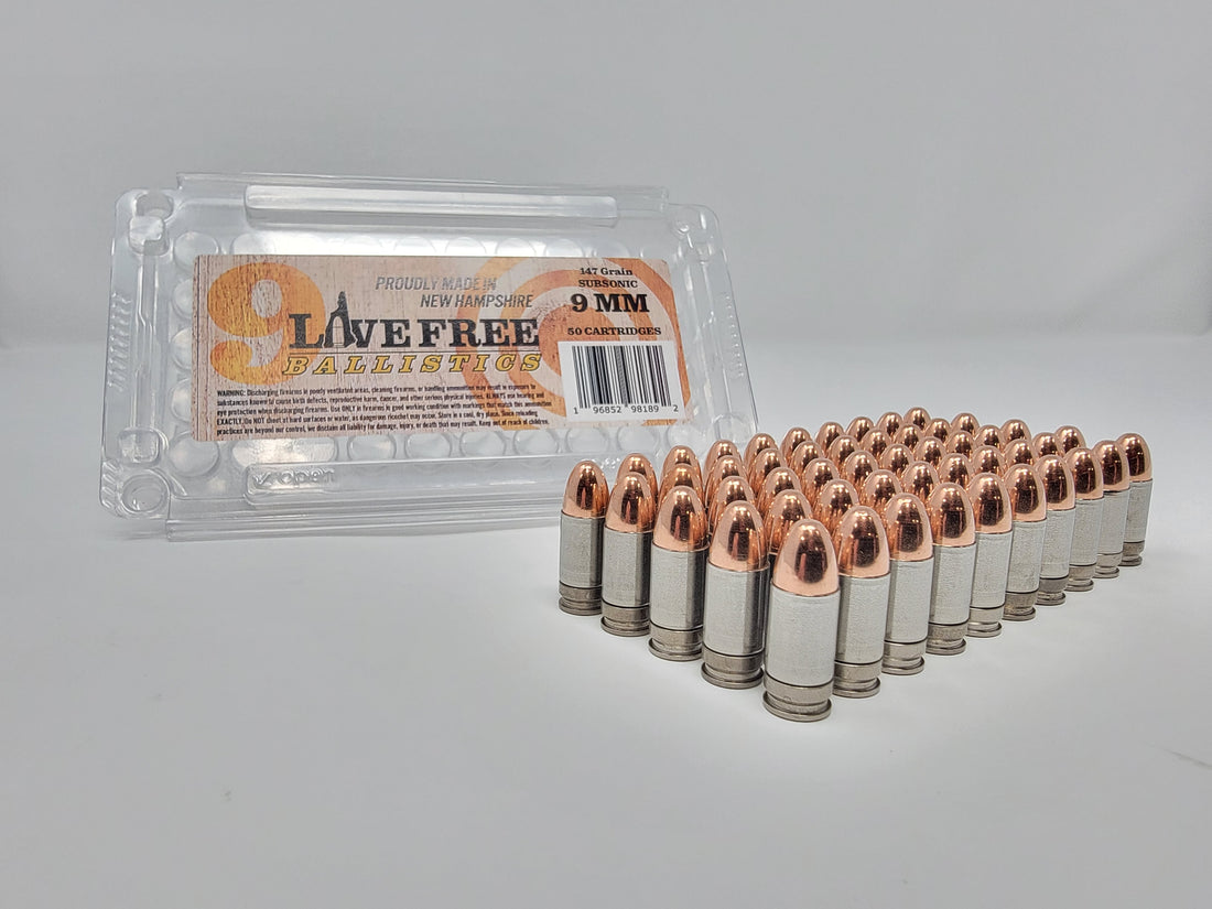 9mm Shell Shock Cartridge, 147 Grain, FMJ - Subsonic (50 Rounds)