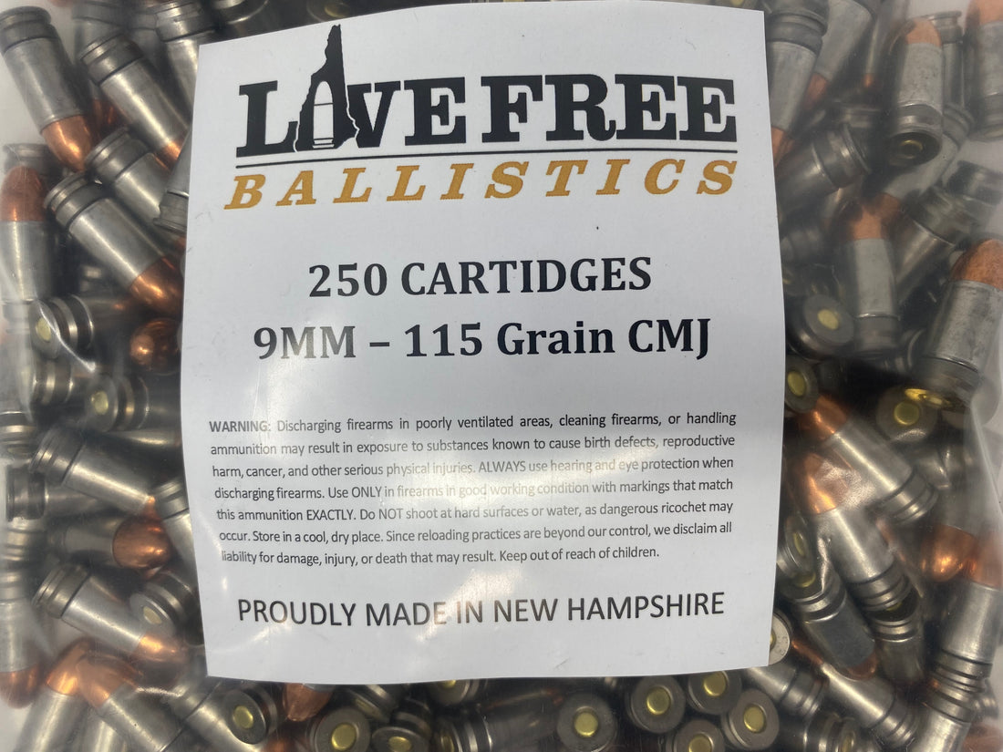 9mm, 115 Grain, CMJ-RN- 250 Rounds